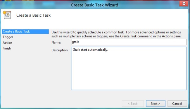 Task Wizard Window 